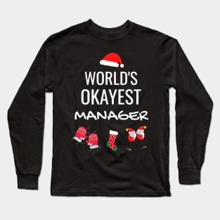 World's Okayest Manager Funny Tees, Funny Christmas Gifts Ideas for a Manage Long Sleeve T-Shirt